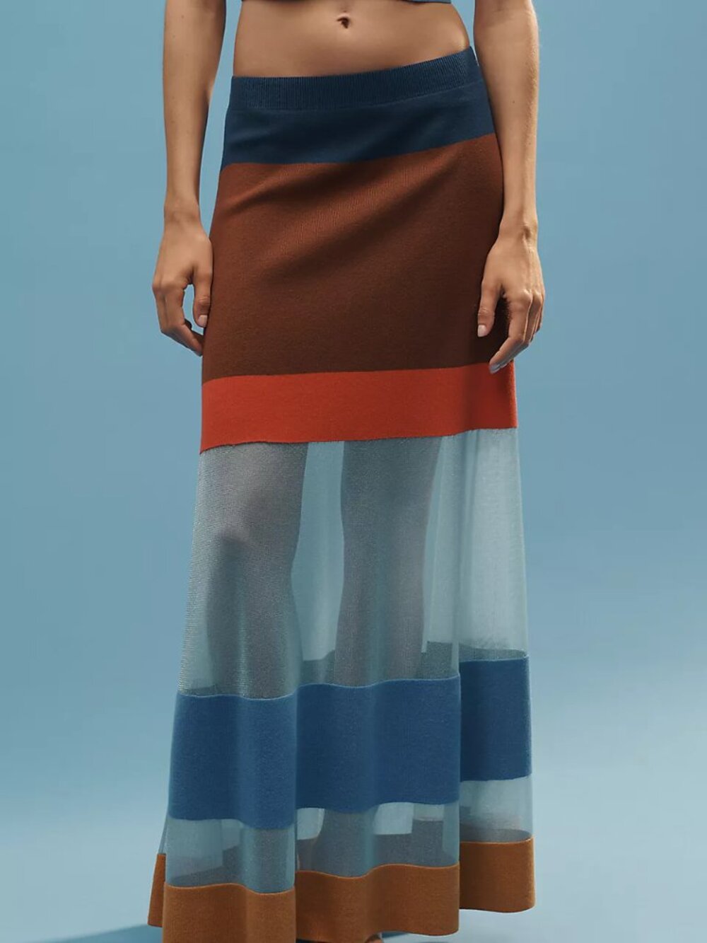 Maeve Striped Sheer Maxi Skirt